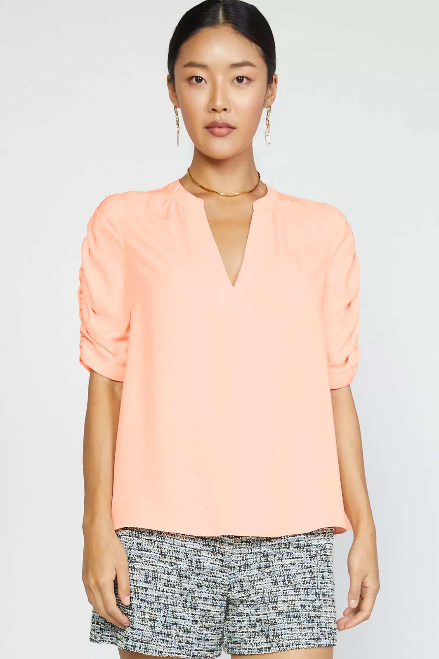 New Shirred Sleeve Blouse Blouses | Short Sleeve Tops