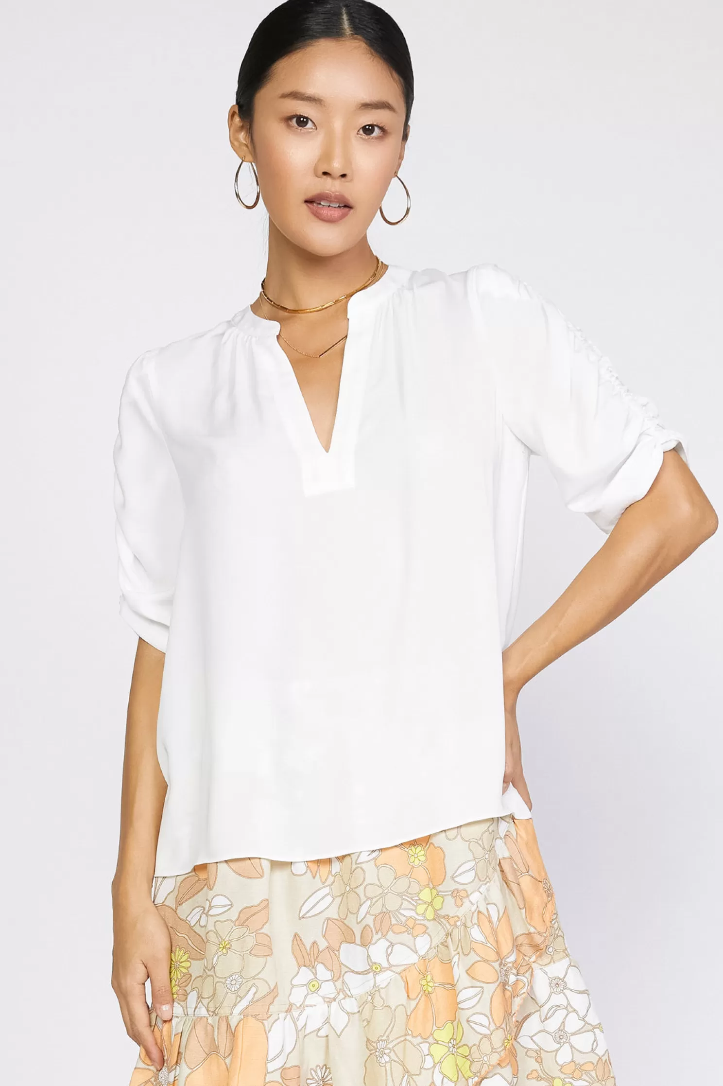 Cheap Shirred Sleeve Blouse Blouses | Short Sleeve Tops