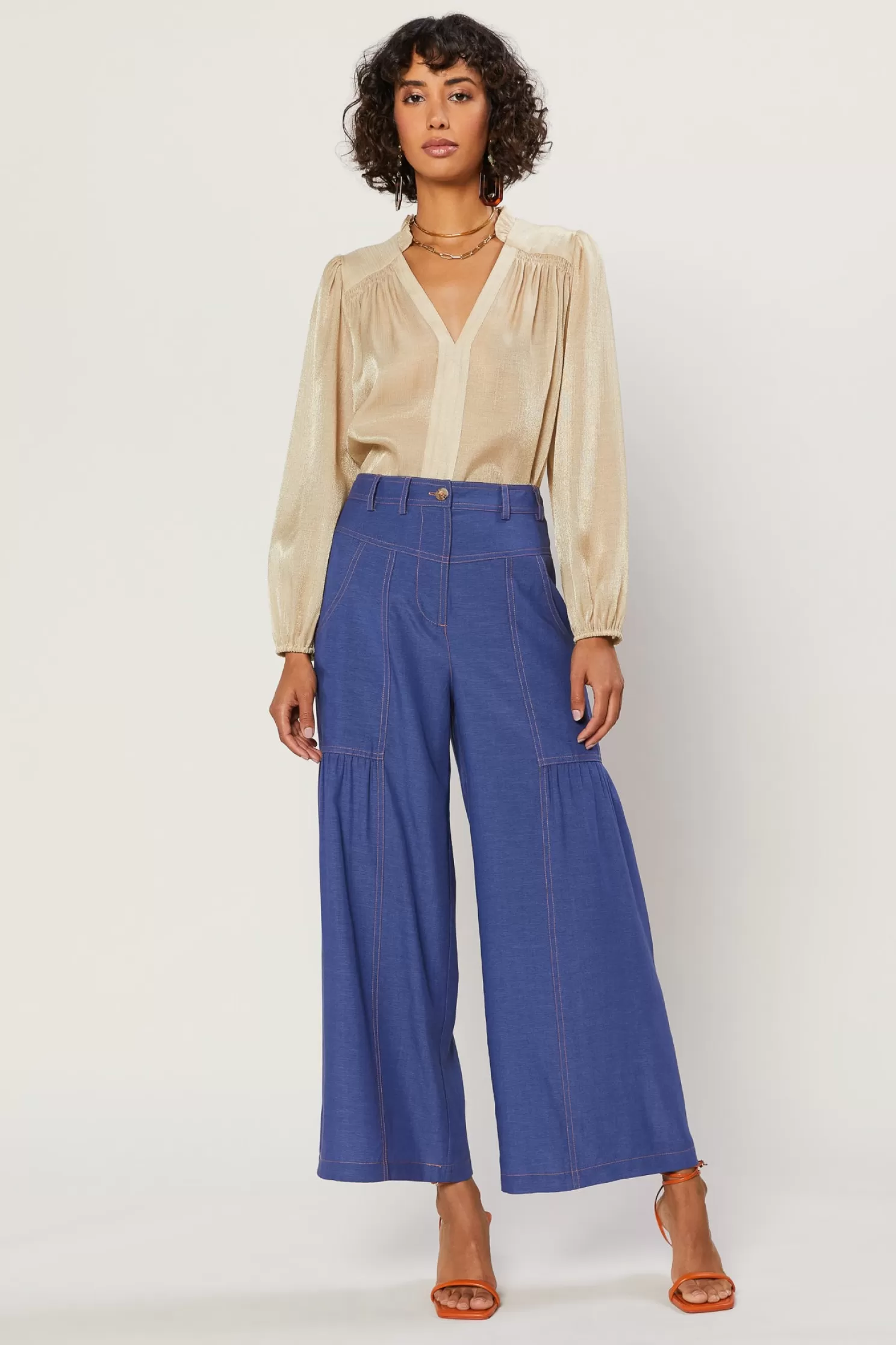 Online Shirred Wide Leg Pants Pants | BOTTOMS