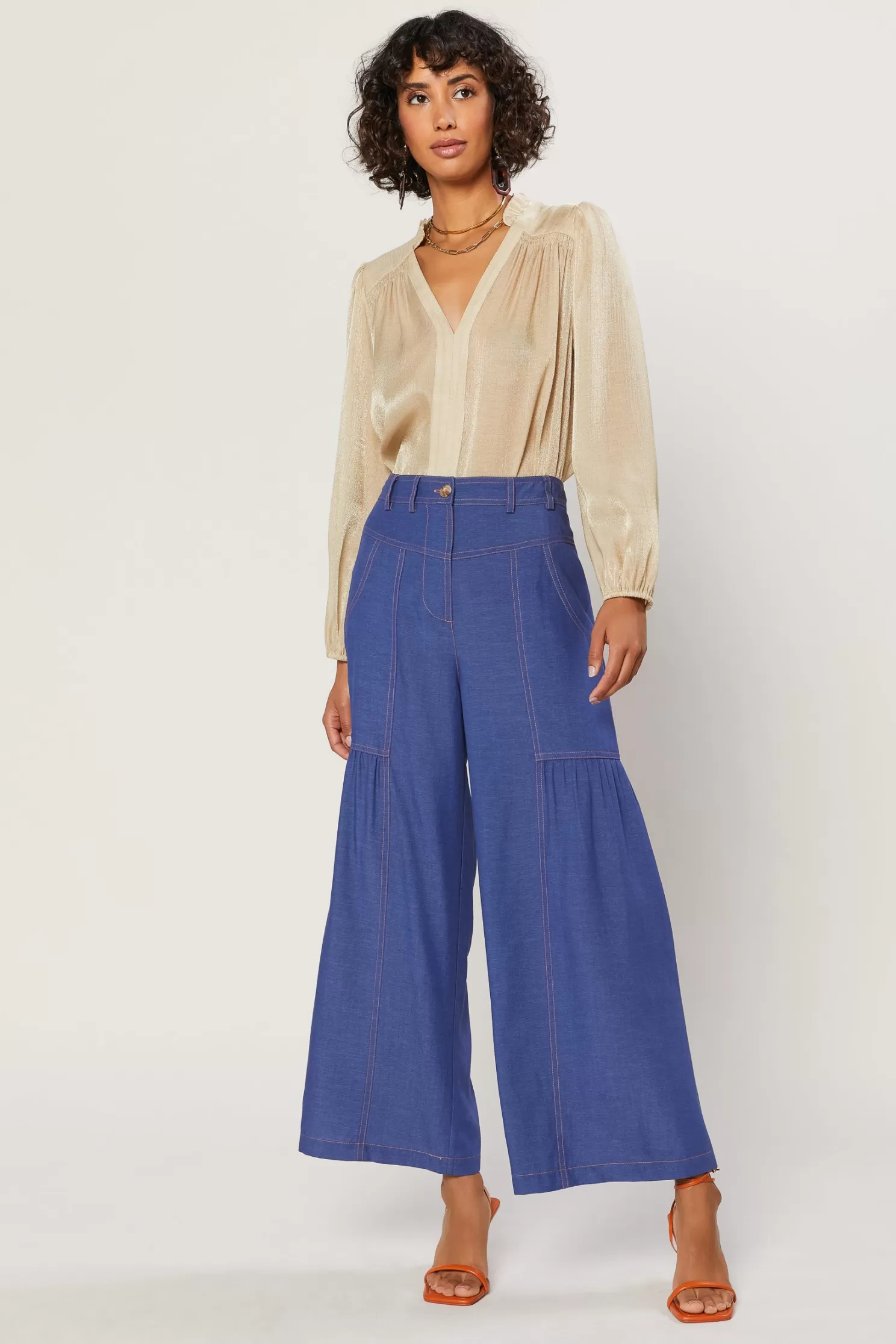 Online Shirred Wide Leg Pants Pants | BOTTOMS