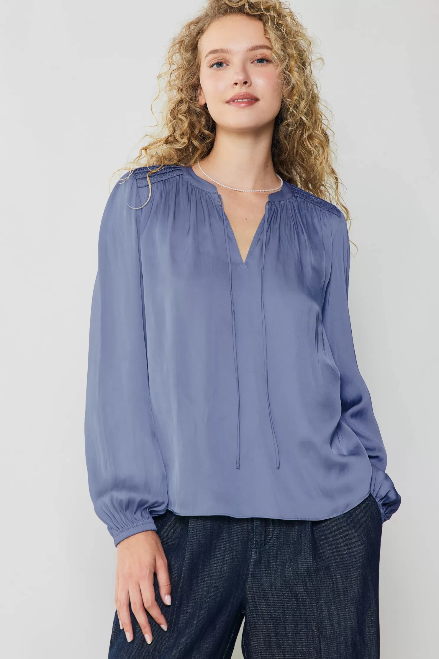 Sale Shirred Yoke Blouse Blouses | Long Sleeve Tops