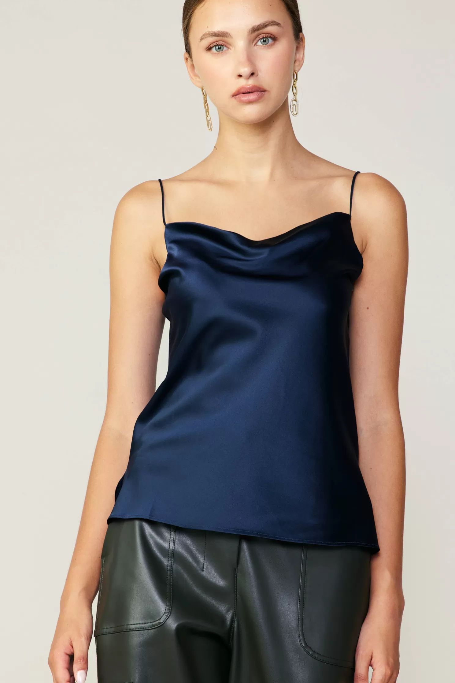 Best Sale Silk Cowl Neck Cami Sleeveless Tops