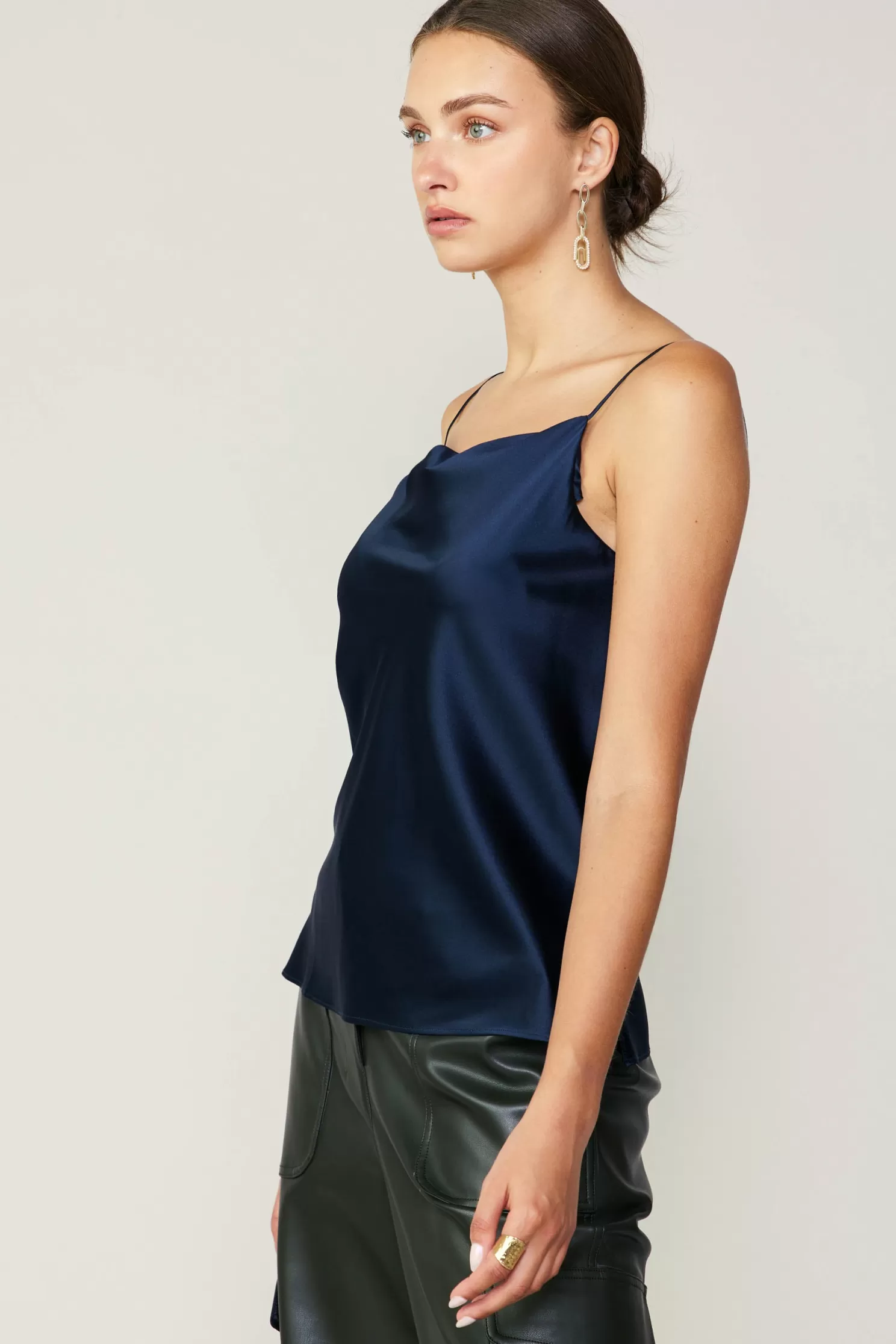 Best Sale Silk Cowl Neck Cami Sleeveless Tops