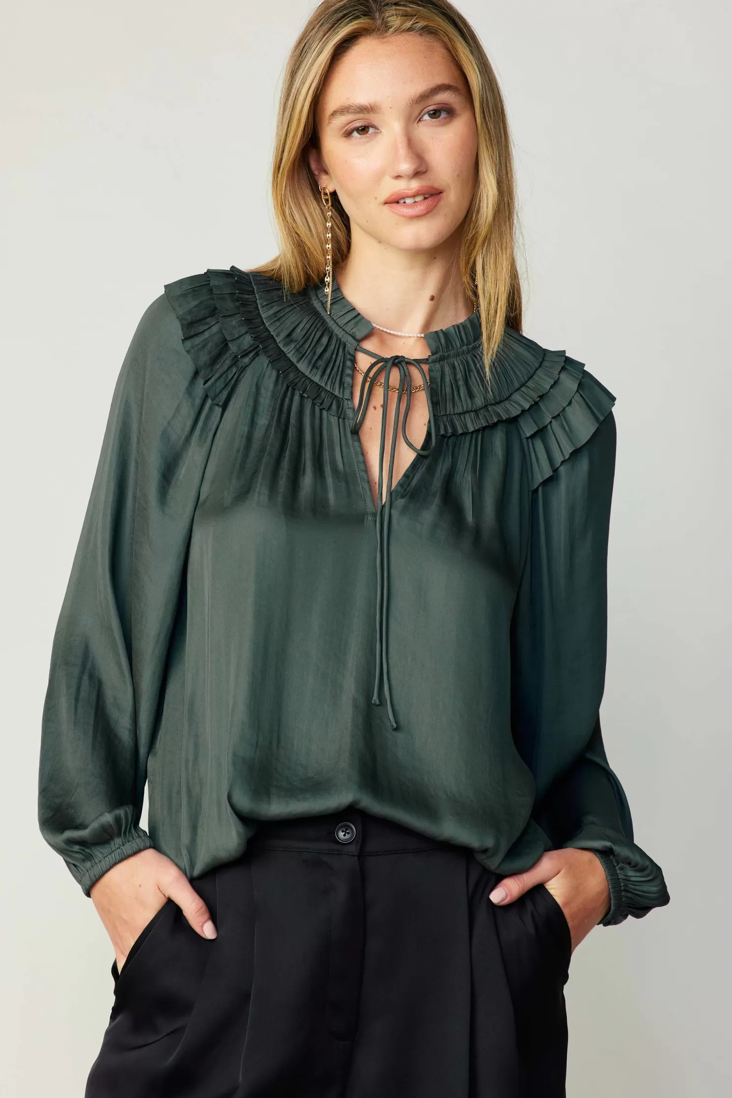 Discount Smocked Shoulder Blouse Blouses | Long Sleeve Tops