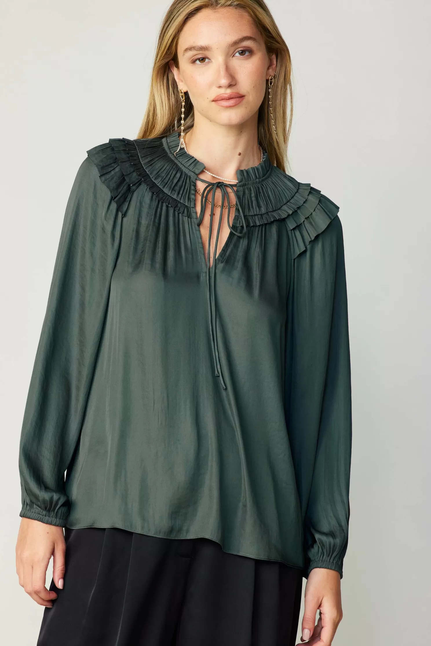 Discount Smocked Shoulder Blouse Blouses | Long Sleeve Tops