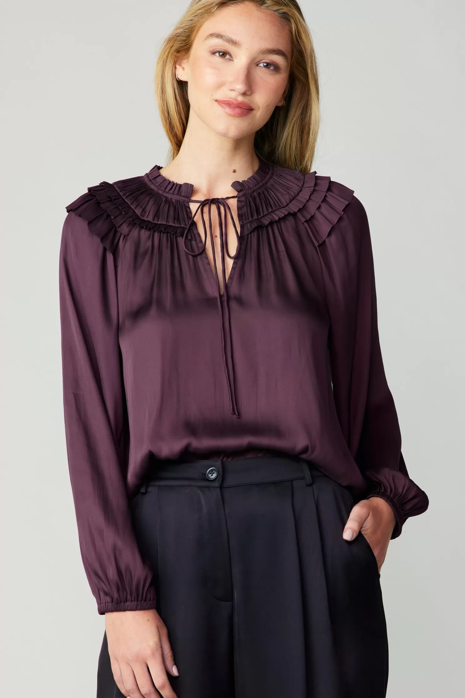 Online Smocked Shoulder Blouse Blouses | Long Sleeve Tops