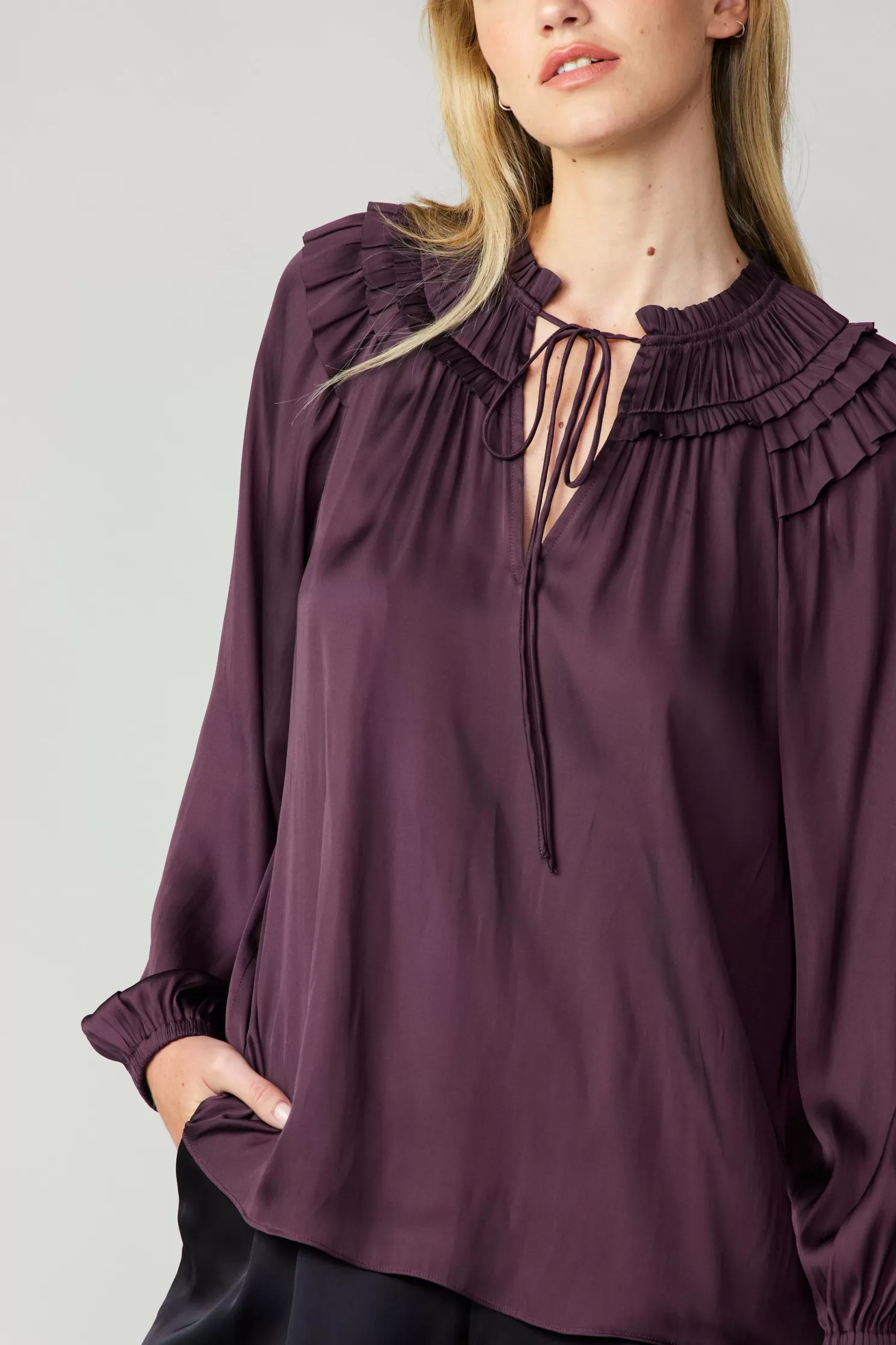 Online Smocked Shoulder Blouse Blouses | Long Sleeve Tops