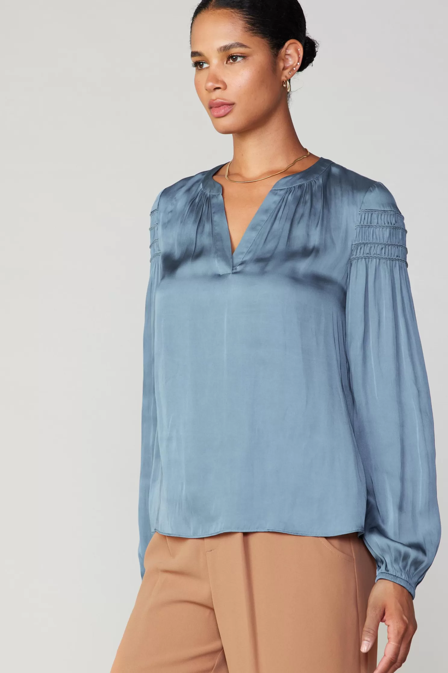 Outlet Smocked Sleeve Blouse Blouses | Long Sleeve Tops