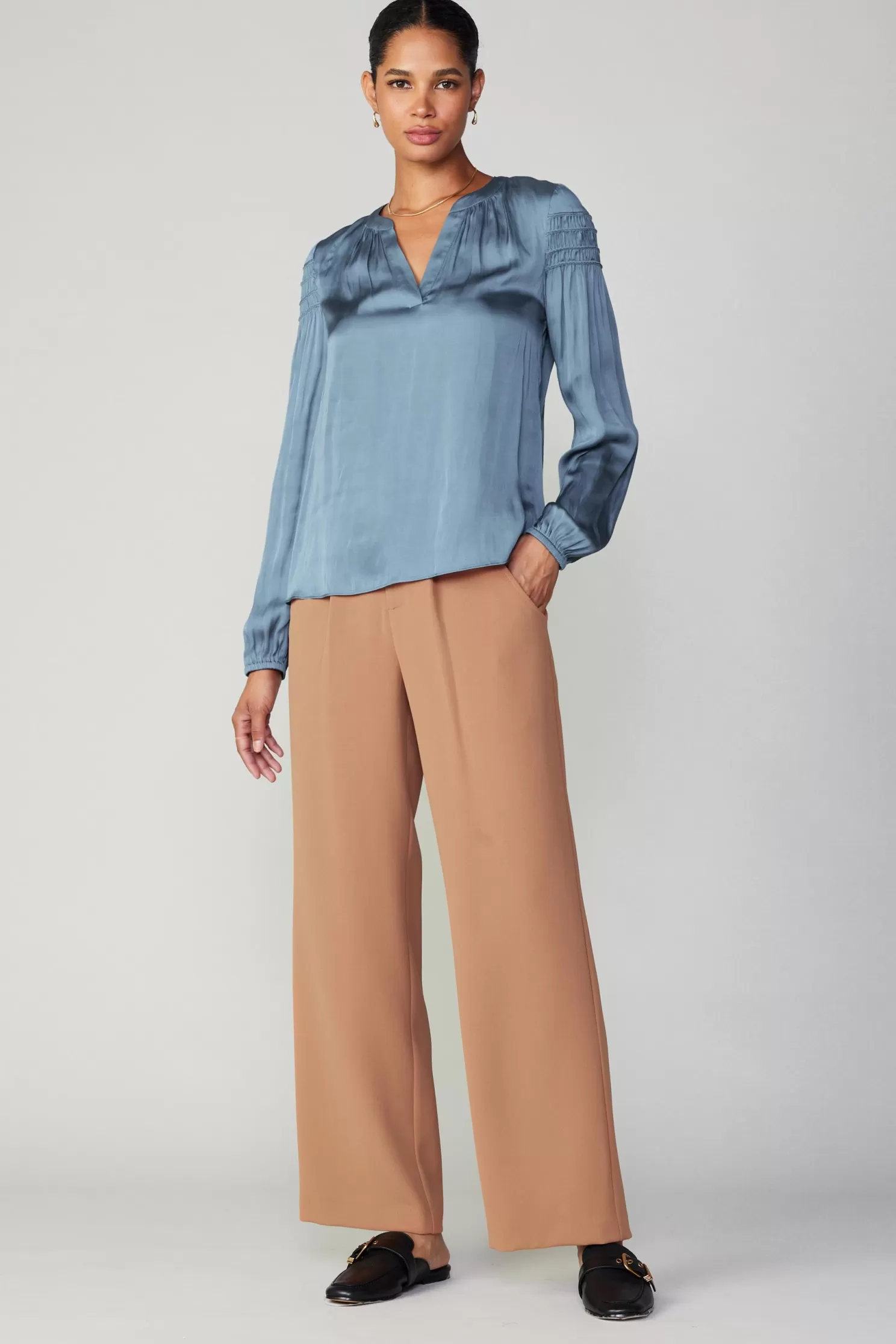 Outlet Smocked Sleeve Blouse Blouses | Long Sleeve Tops