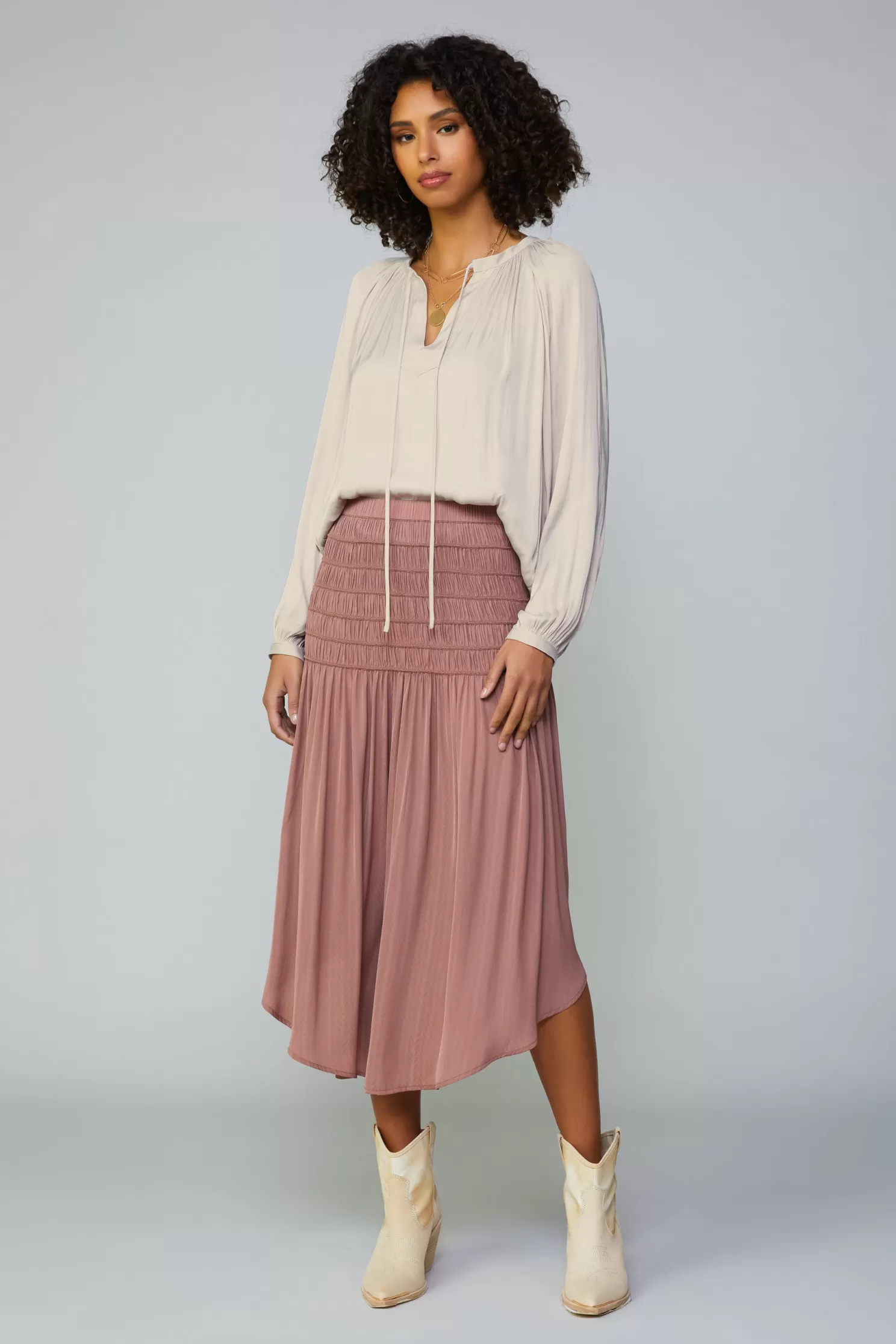 Store Smocked Waist Midi Skirt BOTTOMS | Skirts