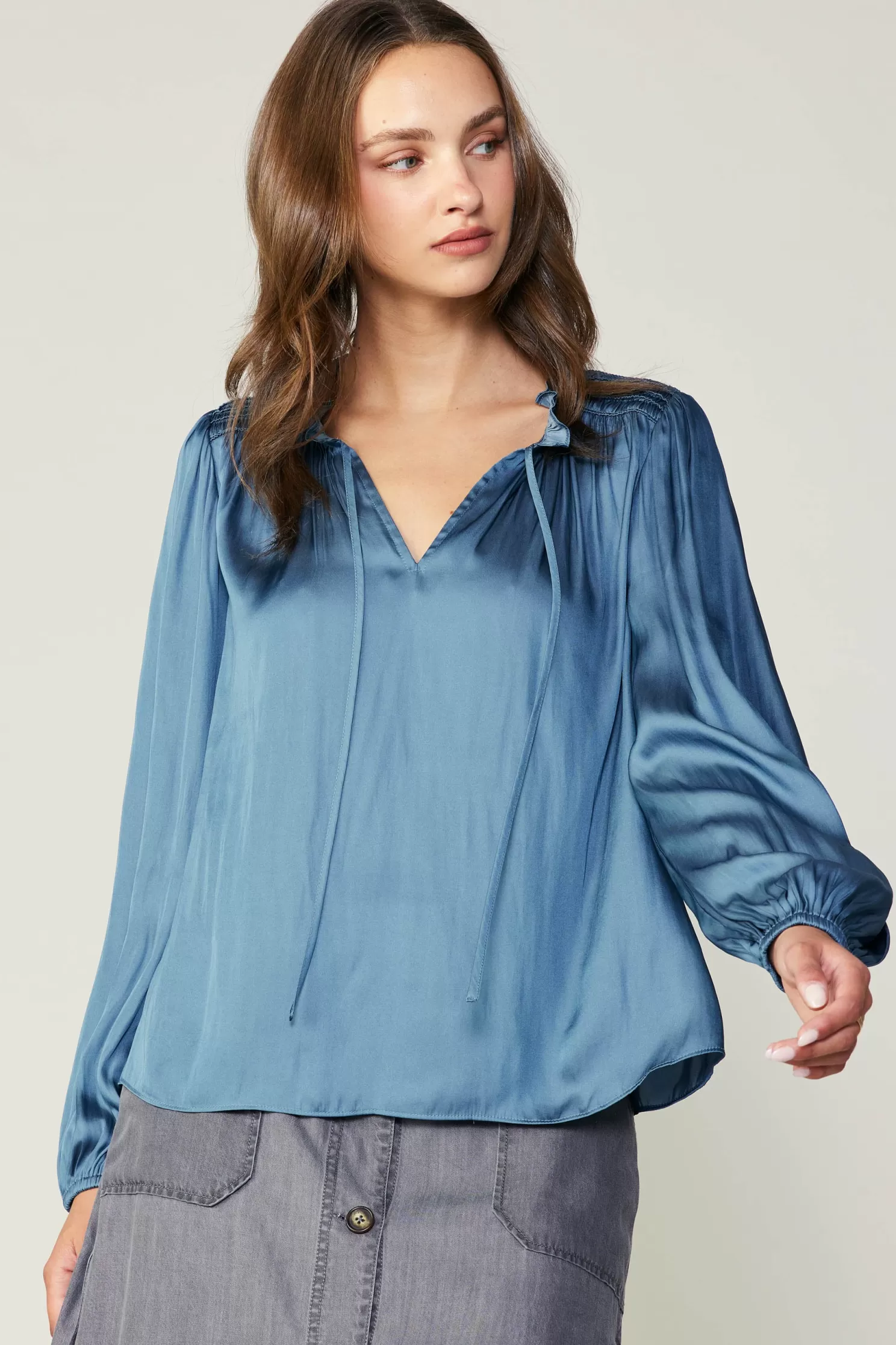 Outlet Smocked Yoke Blouse Blouses | Long Sleeve Tops