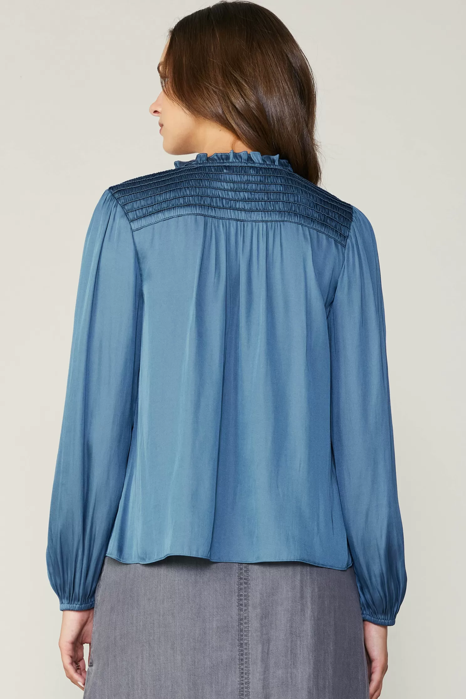 Outlet Smocked Yoke Blouse Blouses | Long Sleeve Tops