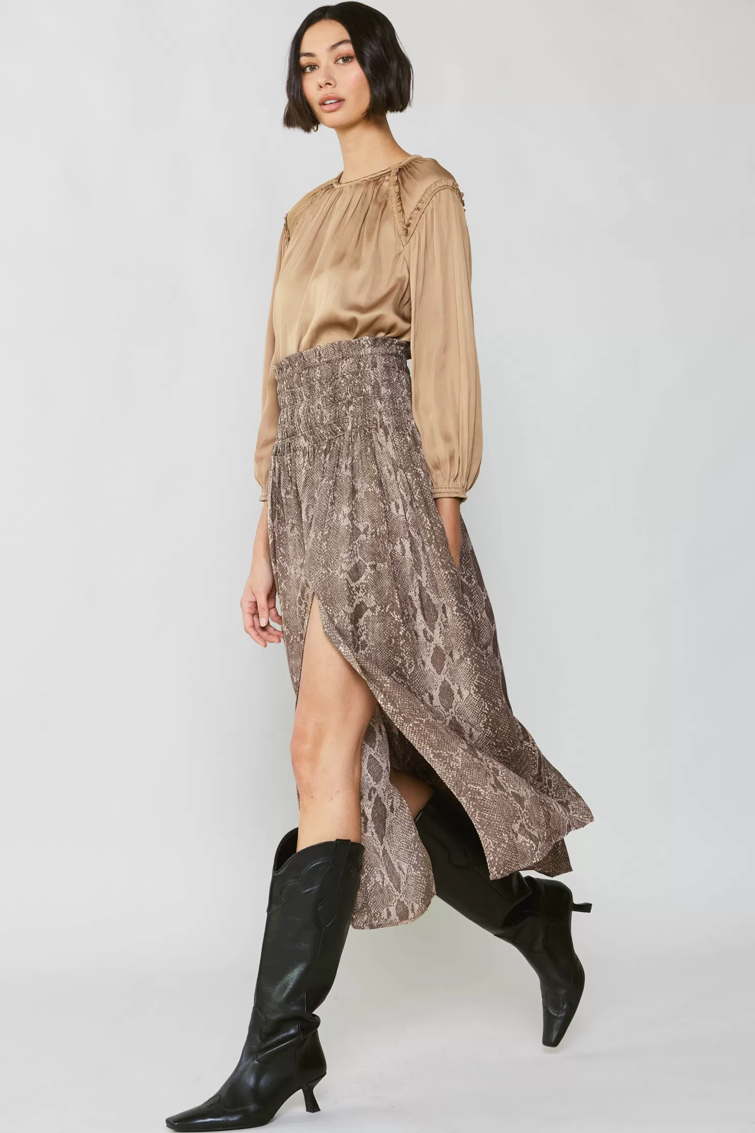 Shop Snake Print Midi Skirt BOTTOMS | Skirts