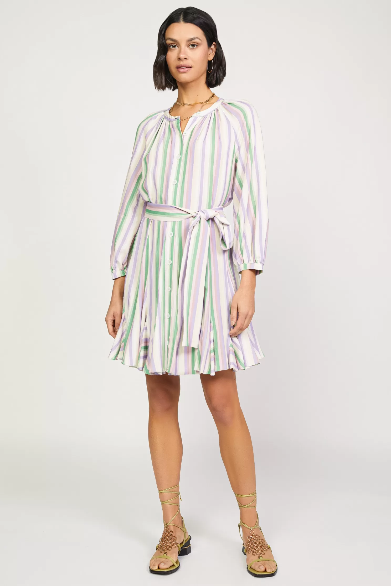 Best Sale Striped Godet Mini Dress Mini Dresses