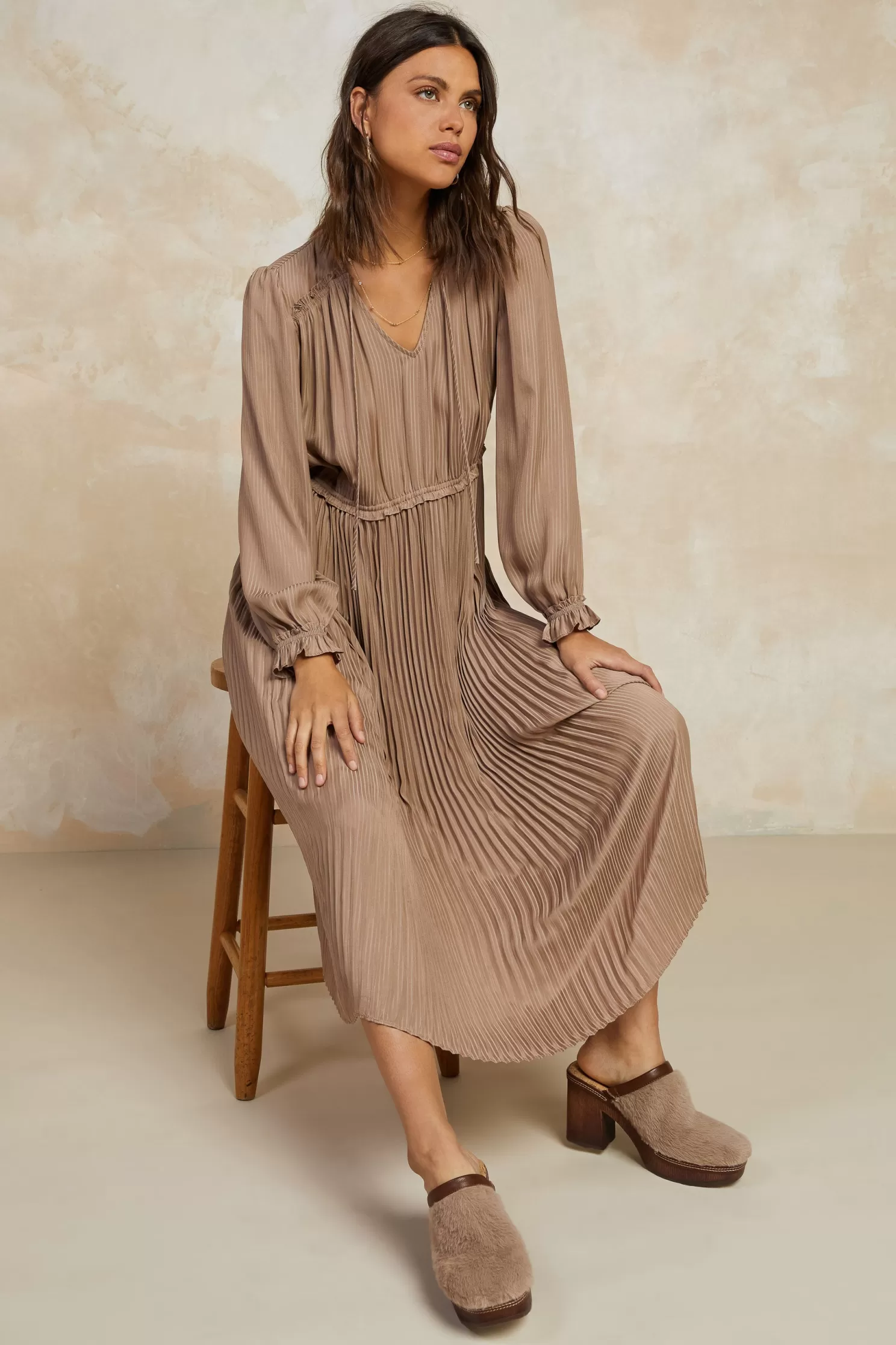 Best Sale Striped Pleated Maxi Dress Maxi Dresses