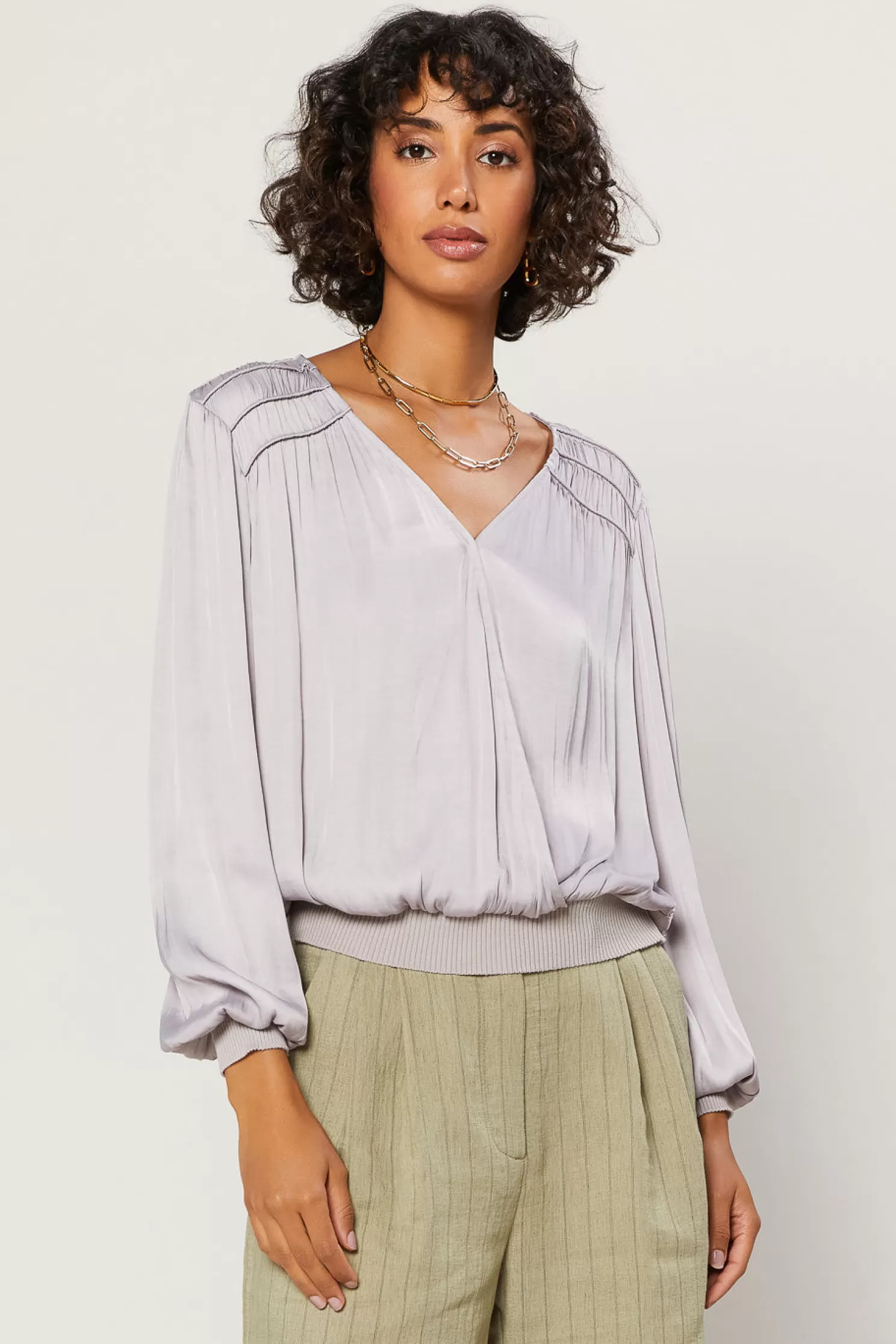 Shop Surplice Long Sleeve Top Blouses