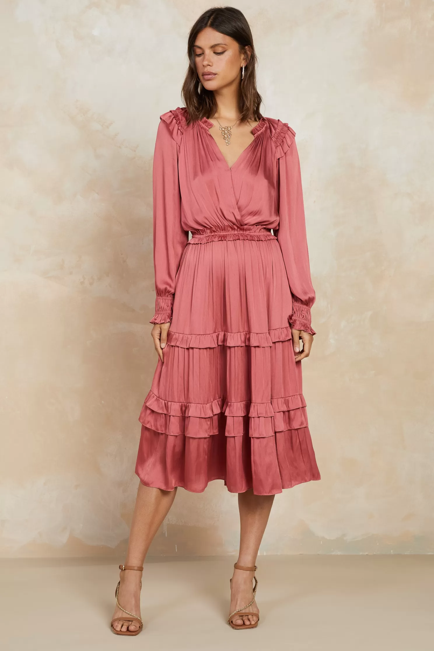 Flash Sale Surplice Ruffled Tiered Midi Dress Midi Dresses