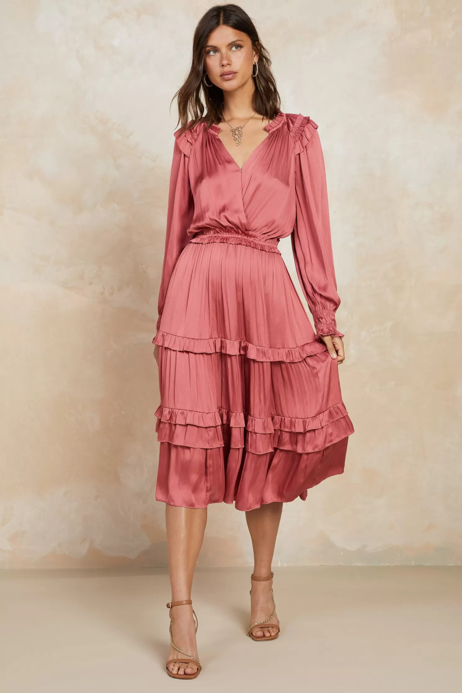 Flash Sale Surplice Ruffled Tiered Midi Dress Midi Dresses