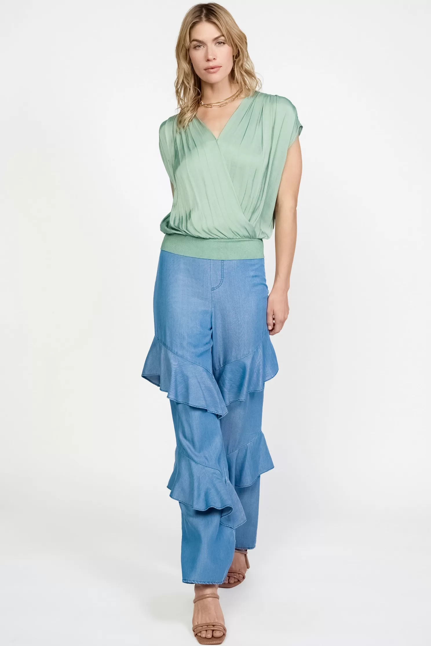 Outlet Surplice Sleeveless Blouse Blouses | Short Sleeve Tops