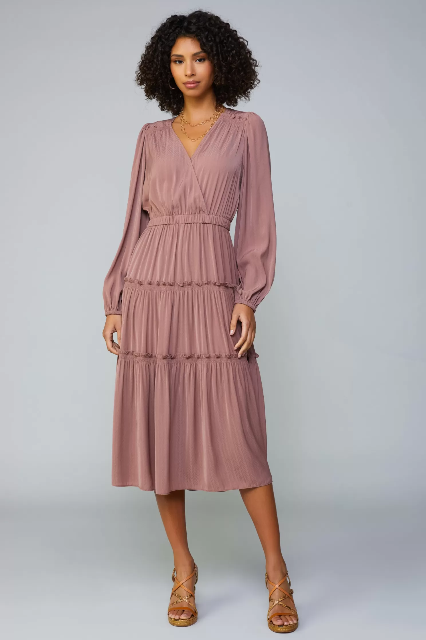 Shop Surplice Tiered Midi Dress Midi Dresses