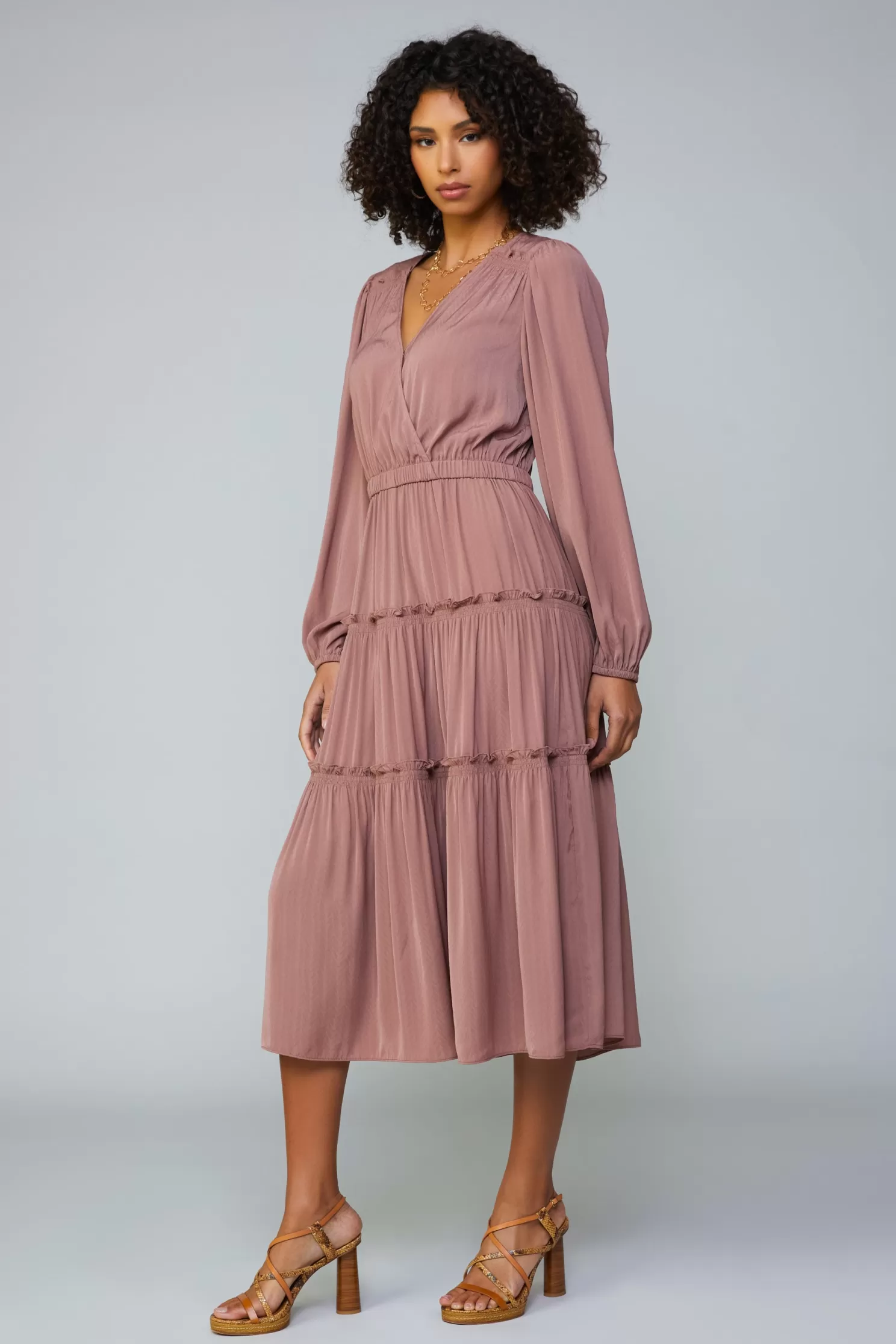 Shop Surplice Tiered Midi Dress Midi Dresses