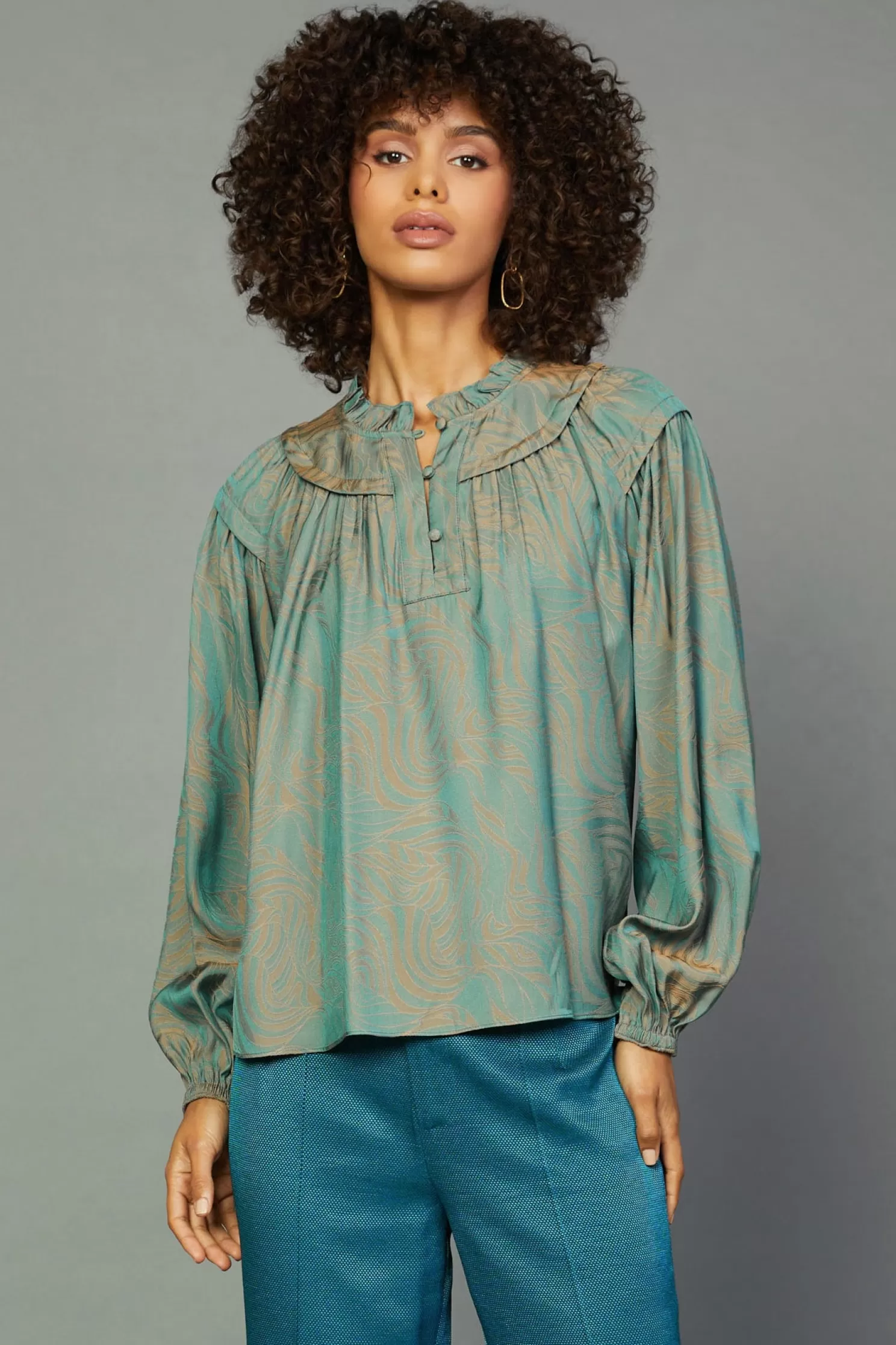 Flash Sale Swirl Motif Blouse Blouses | Long Sleeve Tops