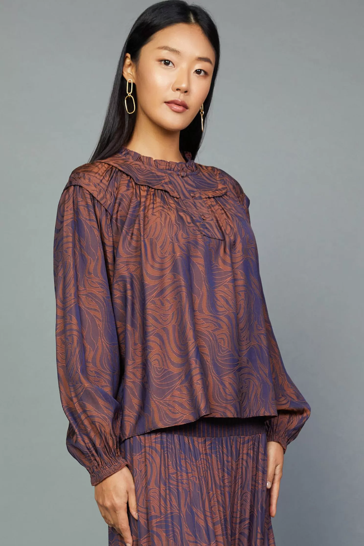 Best Sale Swirl Motif Blouse Blouses | Long Sleeve Tops