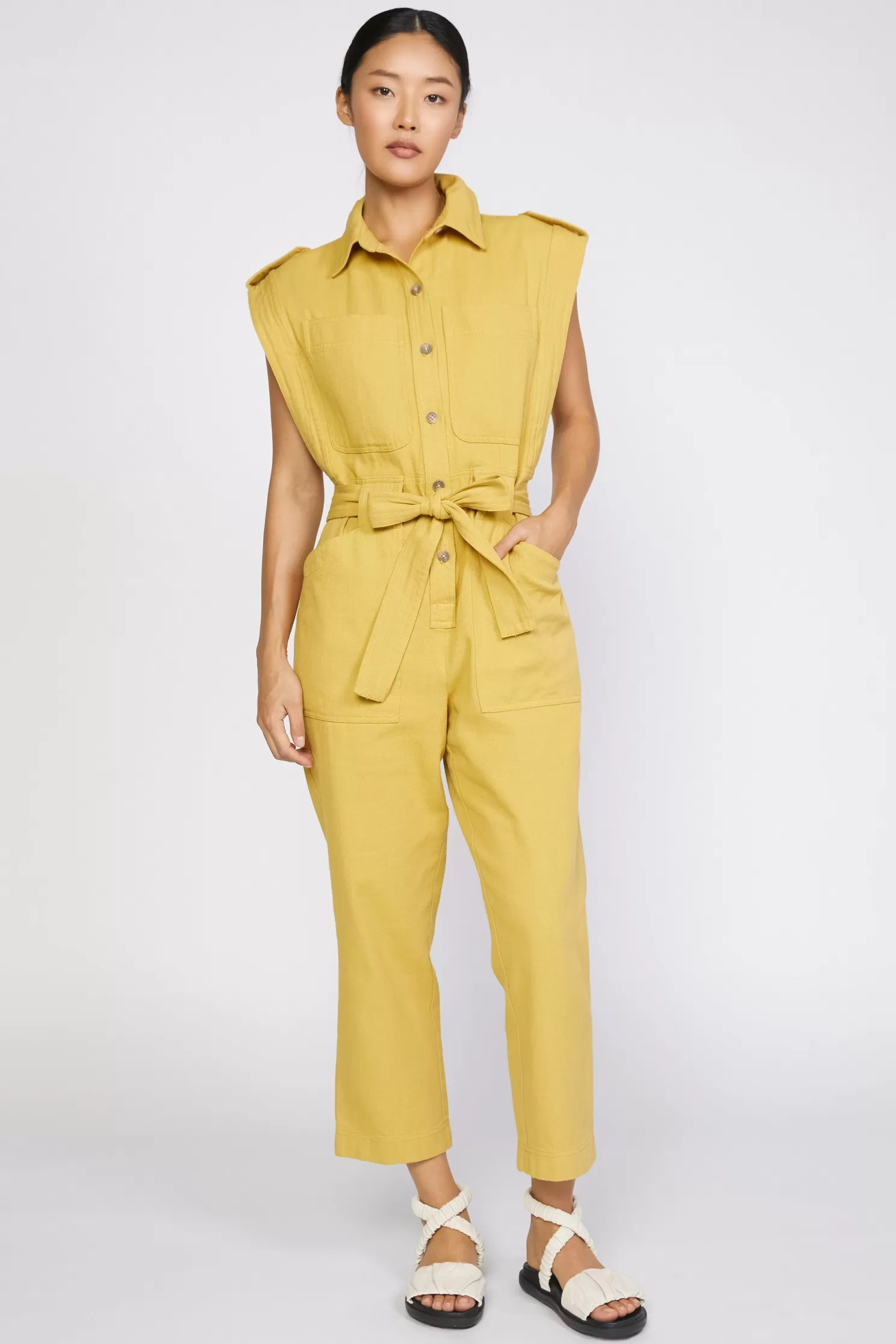 Hot Utility Buttondown Jumpsuit Jumpsuits & Rompers