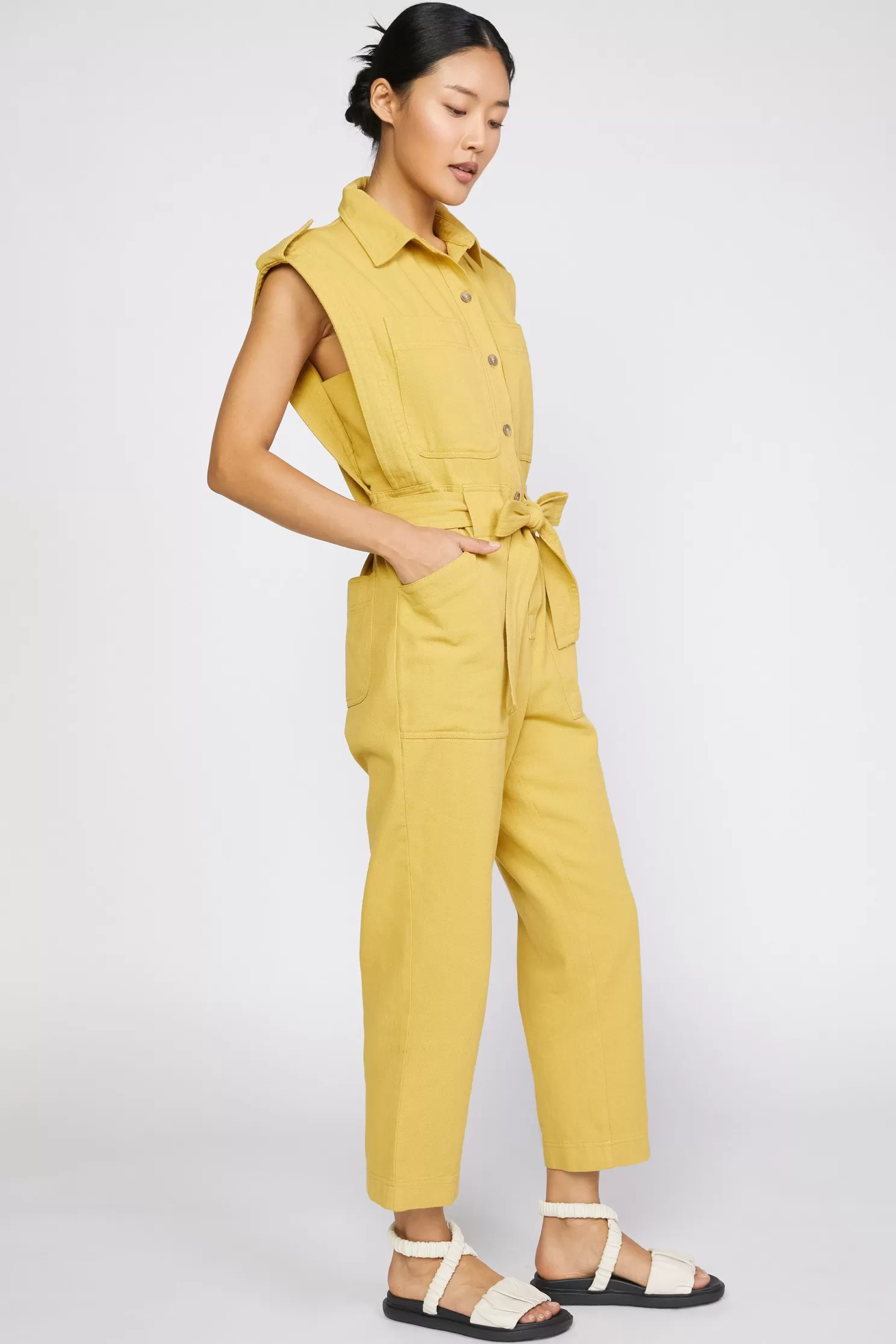 Hot Utility Buttondown Jumpsuit Jumpsuits & Rompers