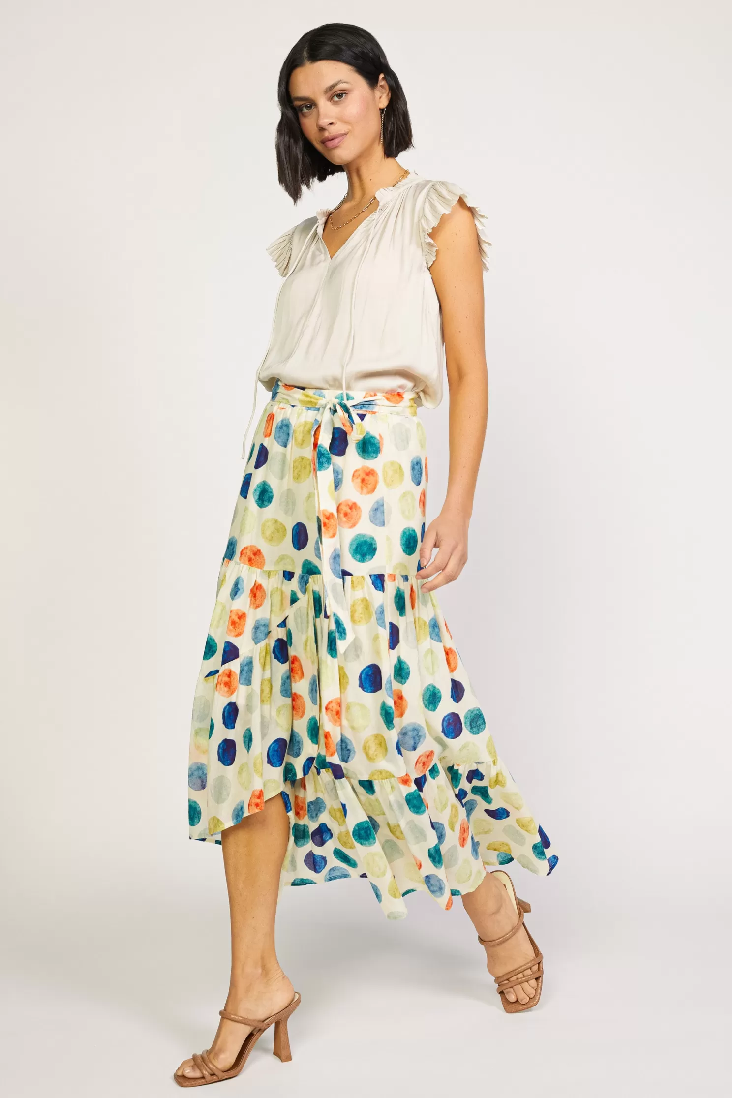 Fashion Watercolor Dot Midi Skirt BOTTOMS | Skirts