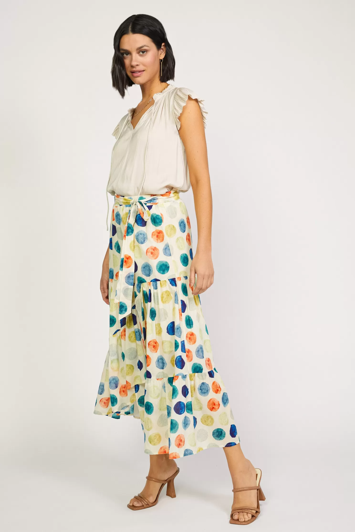 Fashion Watercolor Dot Midi Skirt BOTTOMS | Skirts