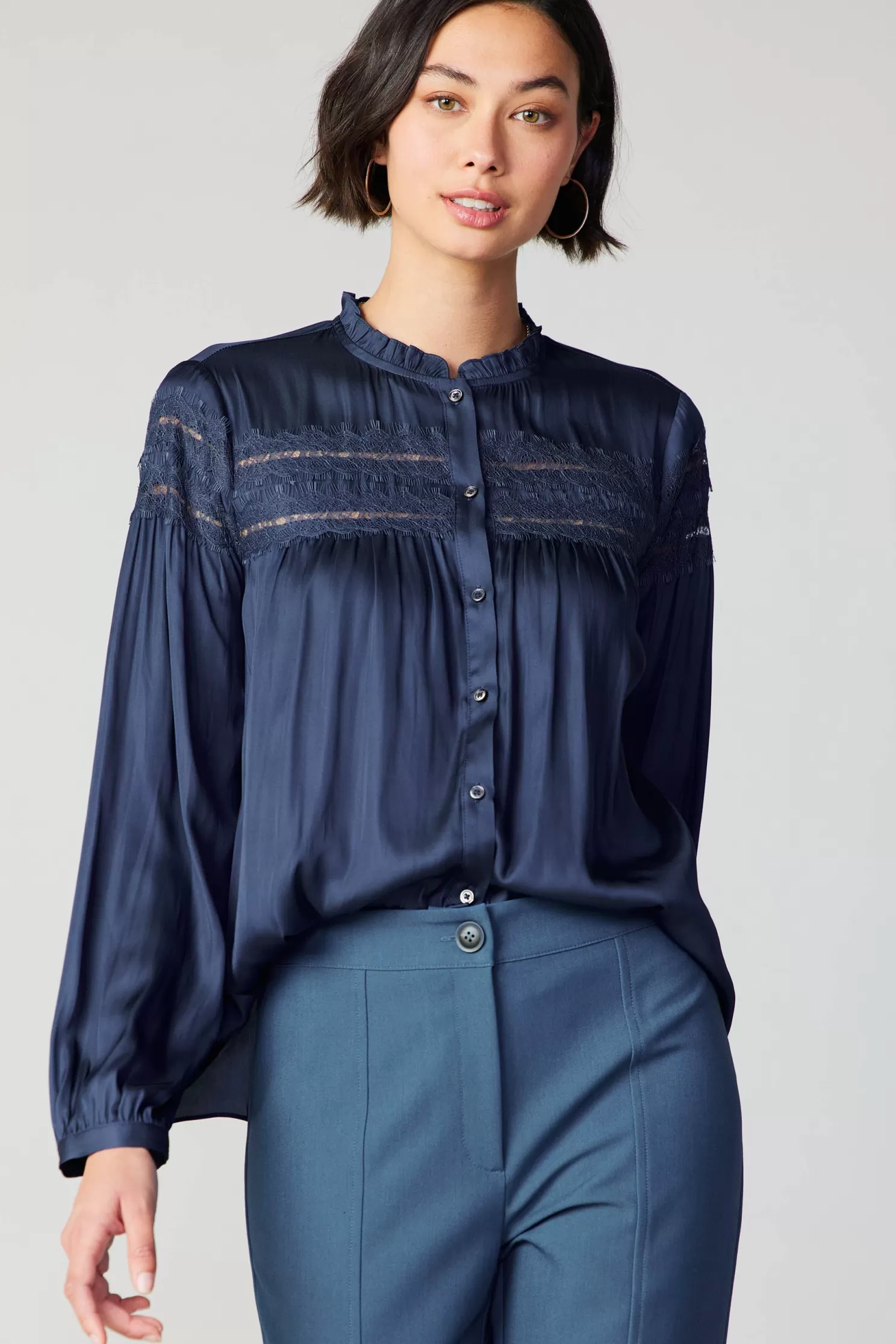 Flash Sale Yoke Lace Blouse Blouses | Long Sleeve Tops