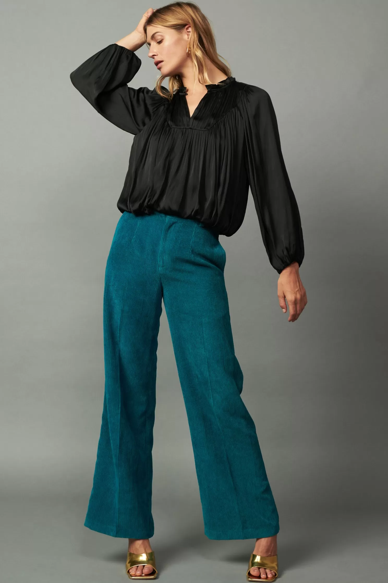 Hot Yoke Shirred Blouse Blouses | Long Sleeve Tops